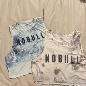 NOBULL Floral and Tie-Dye Crop Tops - Blue and Gray